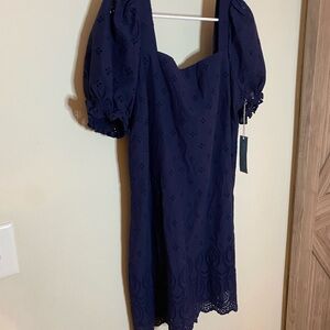 Draper James Navy Eyelet Mini Dress